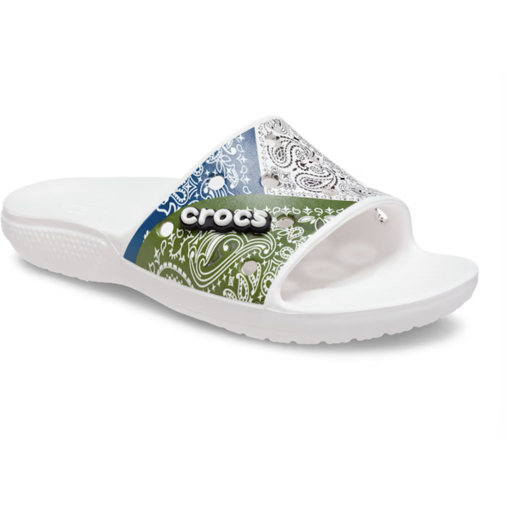 Classic Crocs BANDANA Slides w/ Jibbitz Flip Flops |  Mens 11, NEW! - Picture 3 of 6